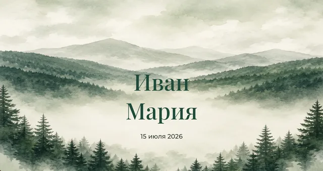Шаблон свадебного приглашения «Forest Emerald»